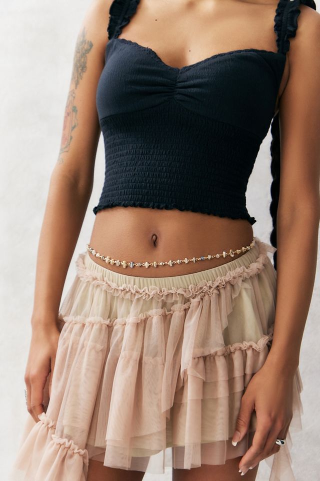 Silence + Noise Delicate Bead Belly Chain Urban Outfitters UK