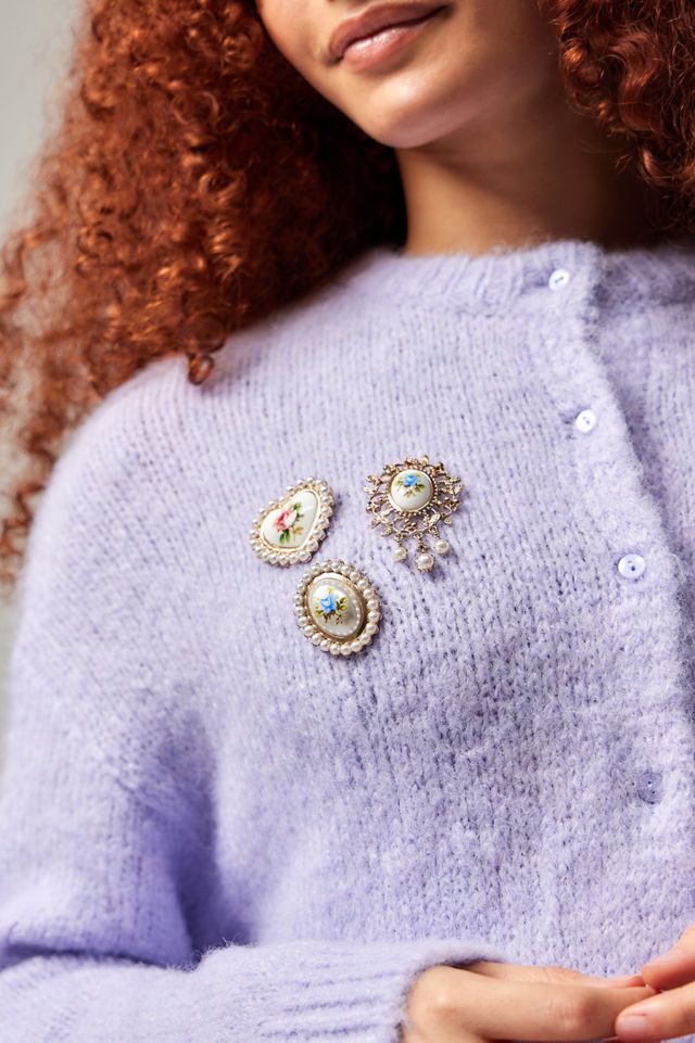Silence + Noise Pearl Heart Flower Brooch #1