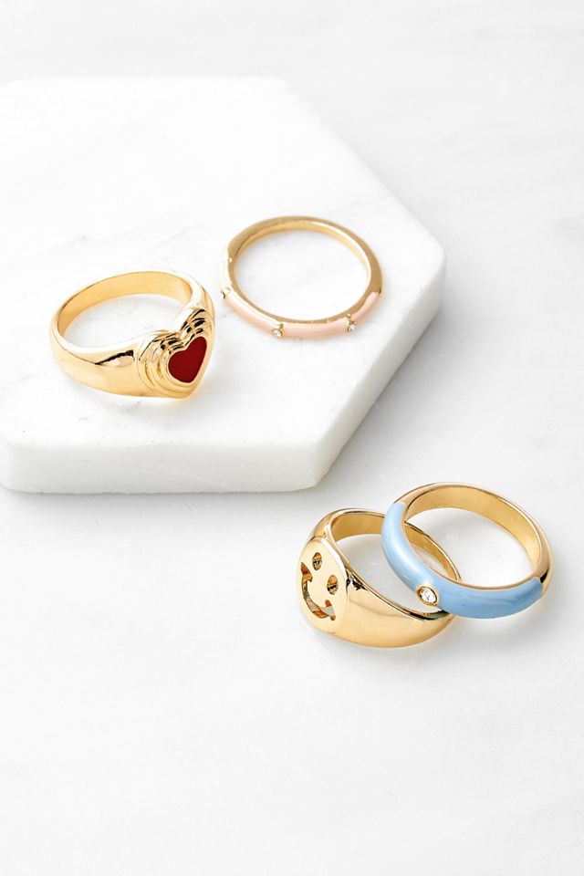 Gold-Tone Novelty Rings 4-Pack #1