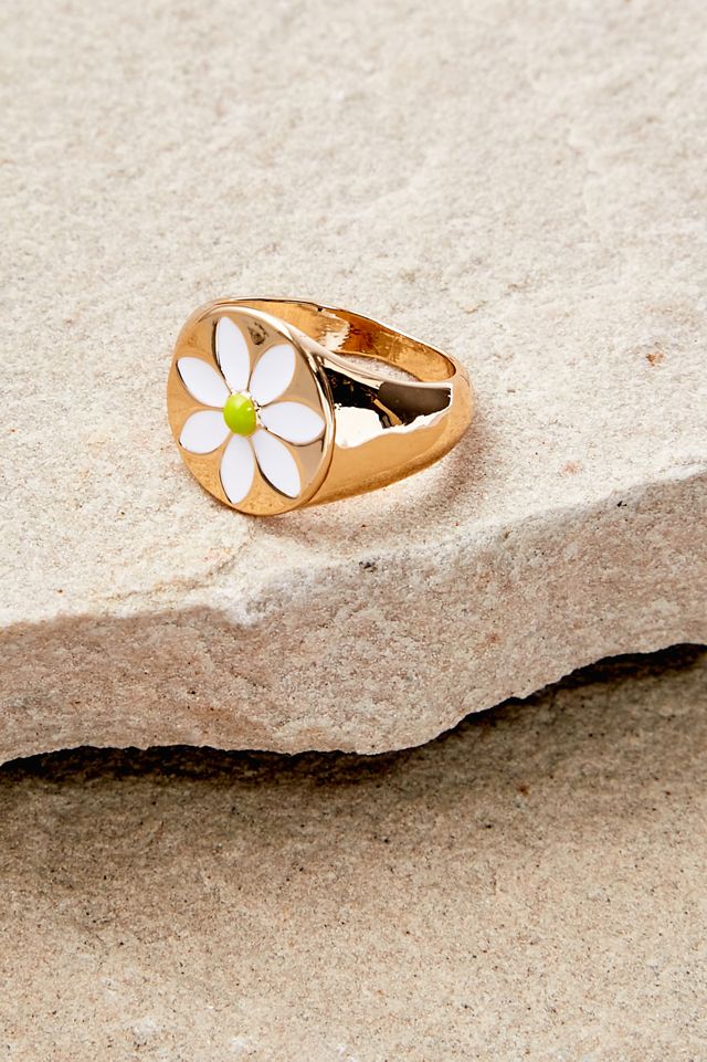 Daisy Enamel Signet Ring #2