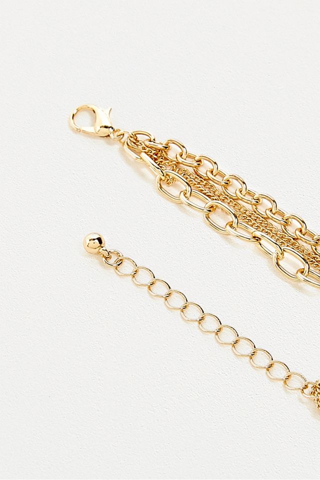 Collier à rangs multiples avec barre en T doré #2