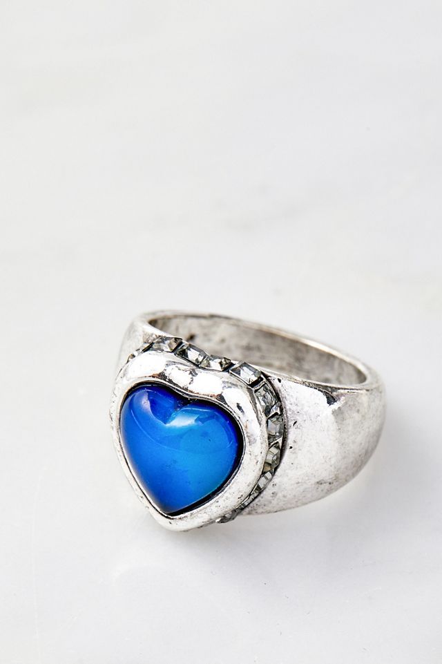 Ring mit Herzanhänger aus Emaille #1