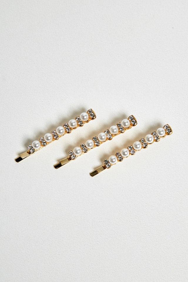 Pearl + Rhinestone Hair Clip Set #1