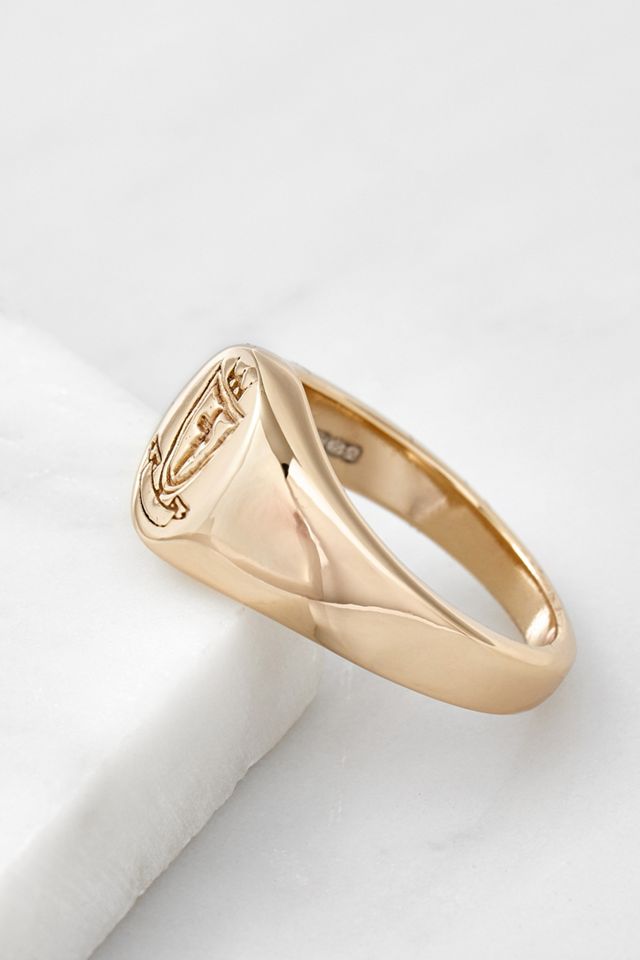 Serge DeNimes Anello con firma crest placcato oro #2
