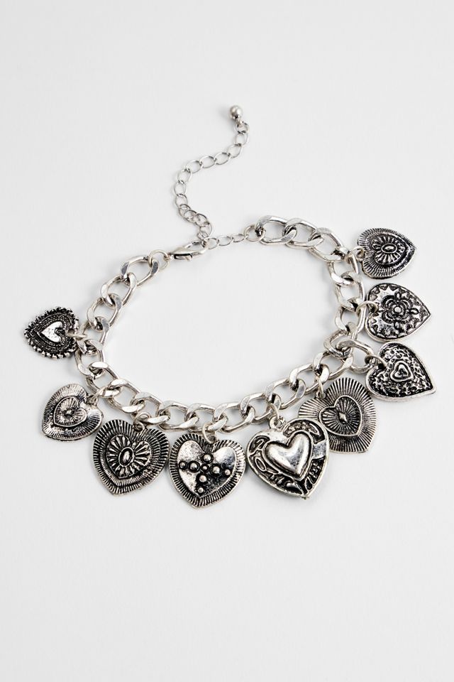 Silence + Noise Heart Charm Chunky Bracelet