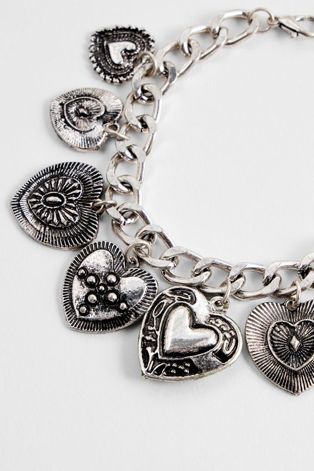 Silence + Noise Heart Charm Chunky Bracelet #1