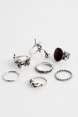 Silence + Noise Paquete de 7 Anillos Amber Etch
