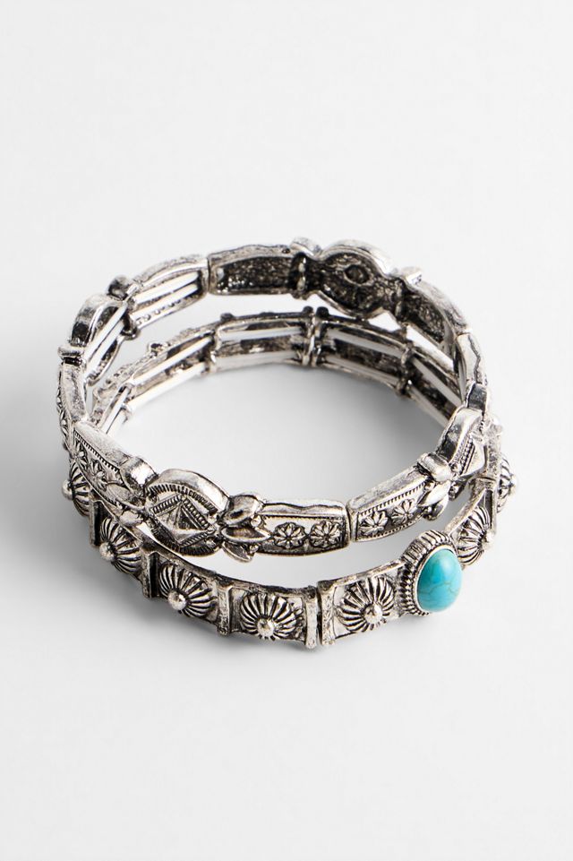 Silence + Noise Lot de 2 bracelets extensibles à fleurs turquoise #1