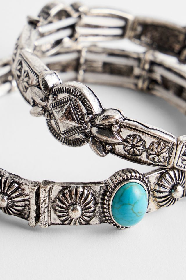Silence + Noise Lot de 2 bracelets extensibles à fleurs turquoise #2