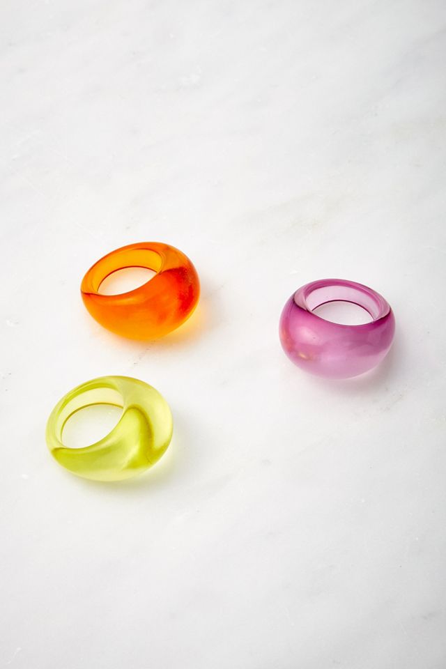 Colourful Resin Ring 3-Pack | Urban Outfitters UK