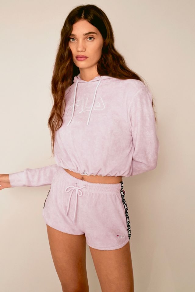 FILA Lilac Towelling Bubble Crop Hoodie #1