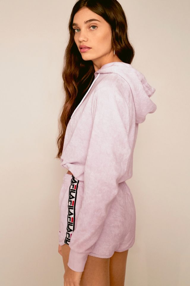 FILA Lilac Towelling Bubble Crop Hoodie #5