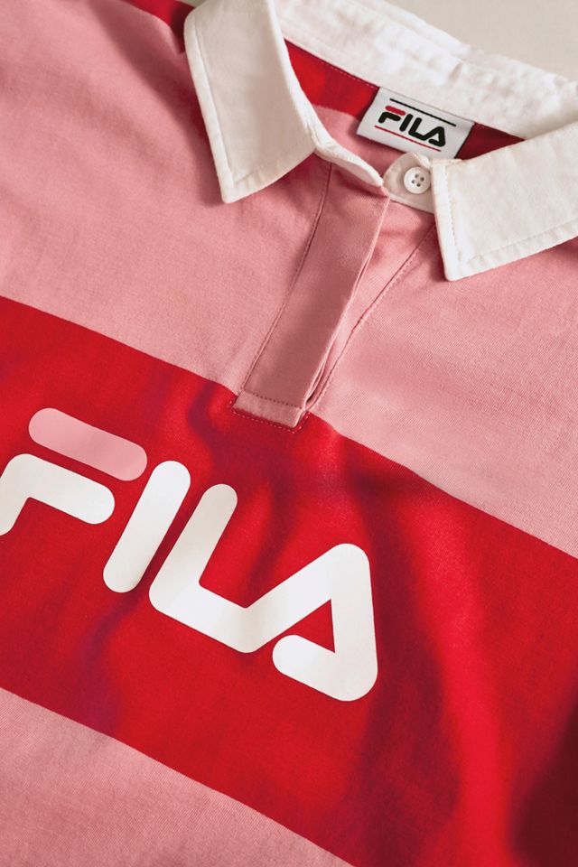 FILA Sylvia Pink Rugby Striped Shirt Dress | Urban Outfitters UK
