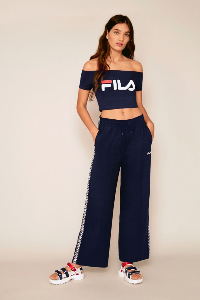 FILA Laura Navy Wide-Leg Track Pants  Sporty outfits, Outfits, Top outfits