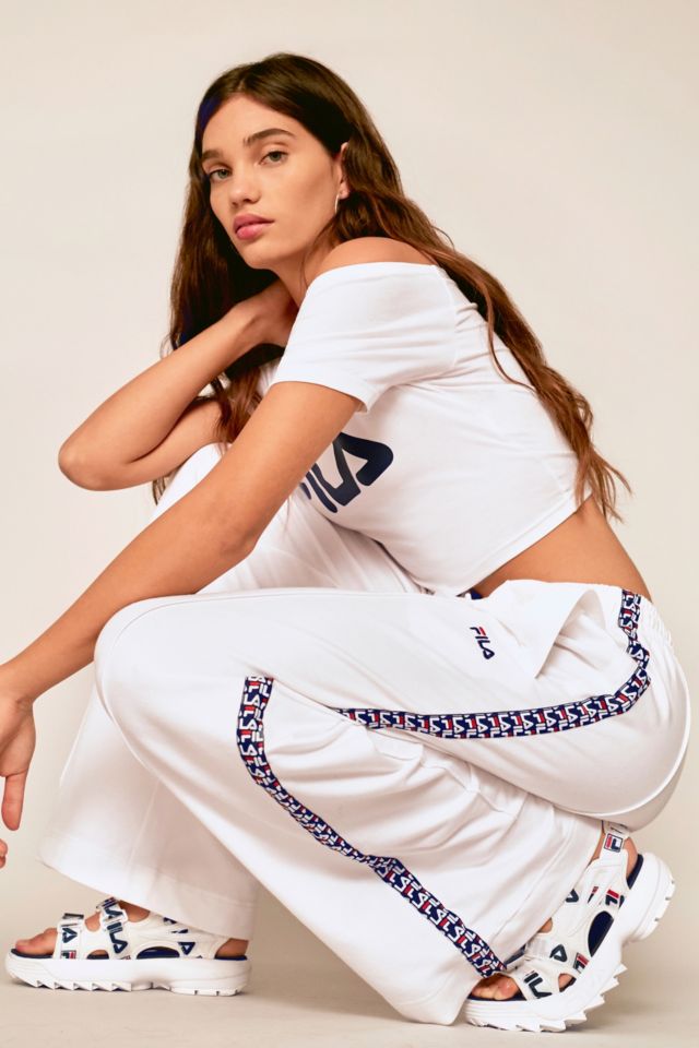 FILA Laura White Wide-Leg Track Pants