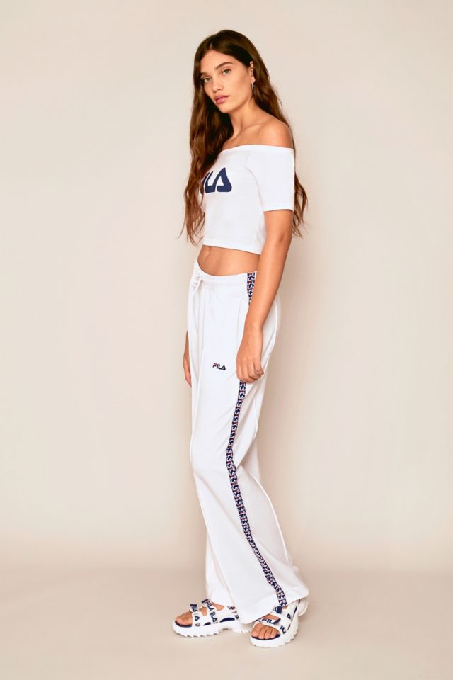 FILA Laura White Wide-Leg Track Pants