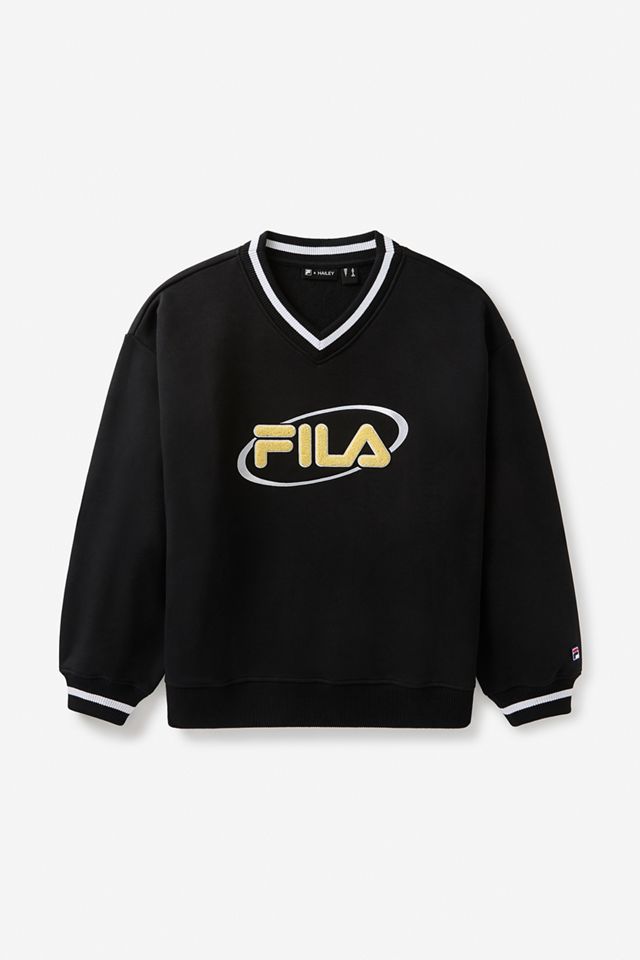 FILA x HAILEY Black V-Neck Pullover #10