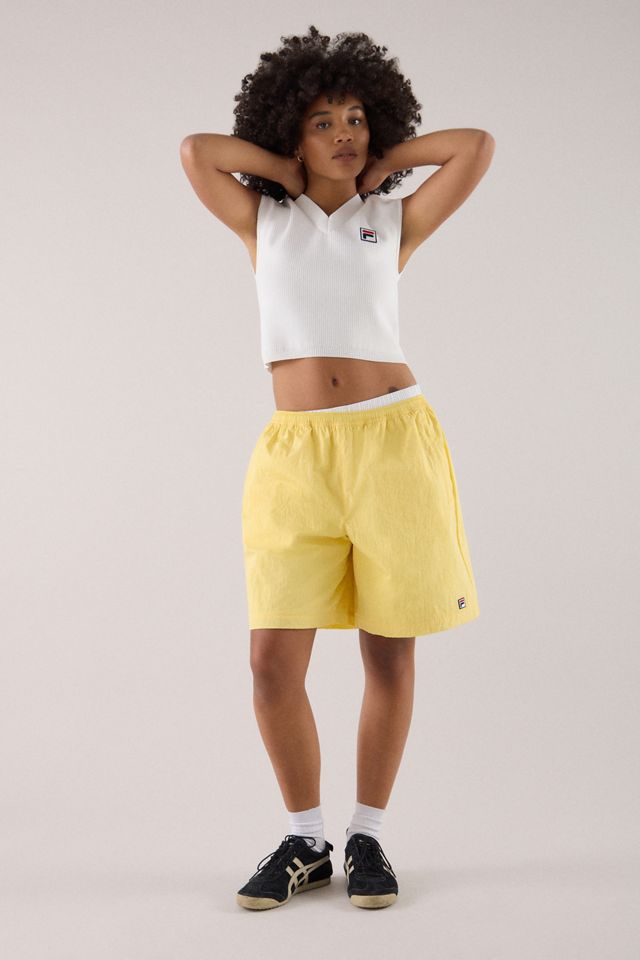 FILA x HAILEY Yellow Crinkle Shorts #2