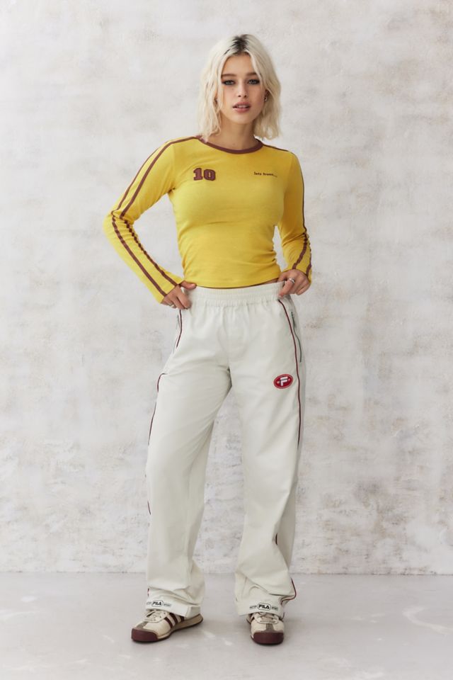 FILA UO Exclusive White Aarvie Wide Leg Track Pants