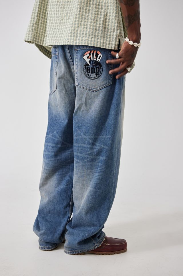 Fila x BDG Mid Wash Denim Jeans | Urban Outfitters UK