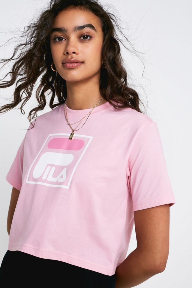 FILA - T-shirt Sarah avec logo encadré rose  #1