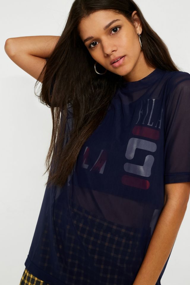 FILA Zen 2 Layer Mesh Logo T Shirt Urban Outfitters UK