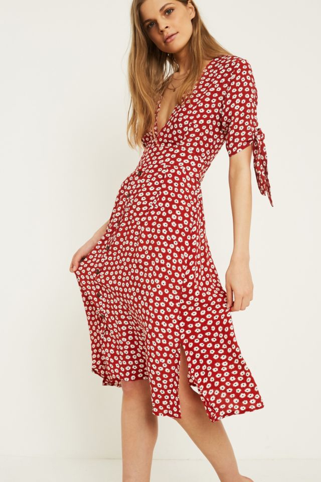 Faithfull The Brand Nina Red Floral Midi Dress