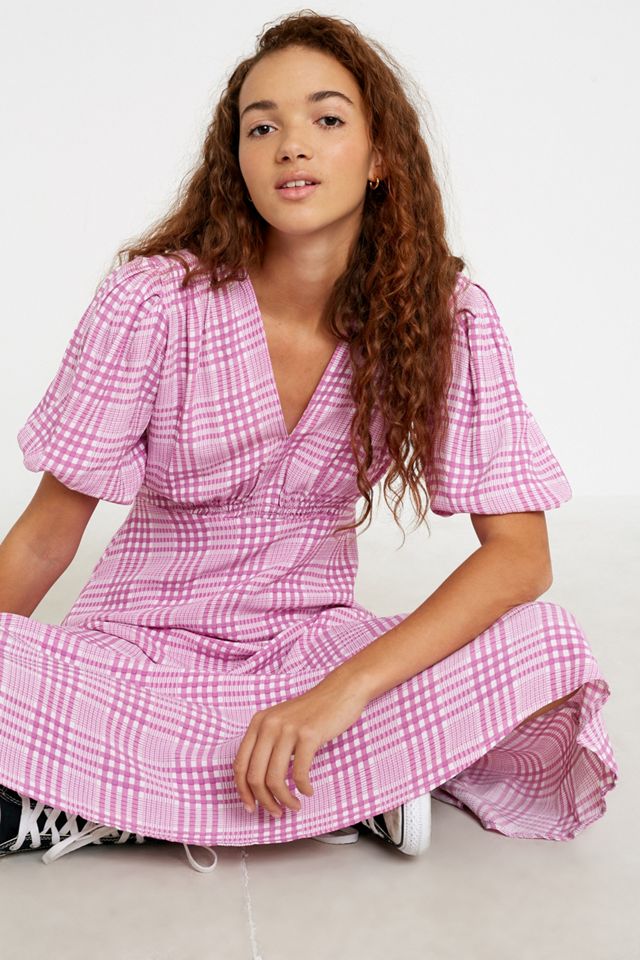 Faithfull The Brand Vittoria Check Midi Dress | Urban Outfitters UK