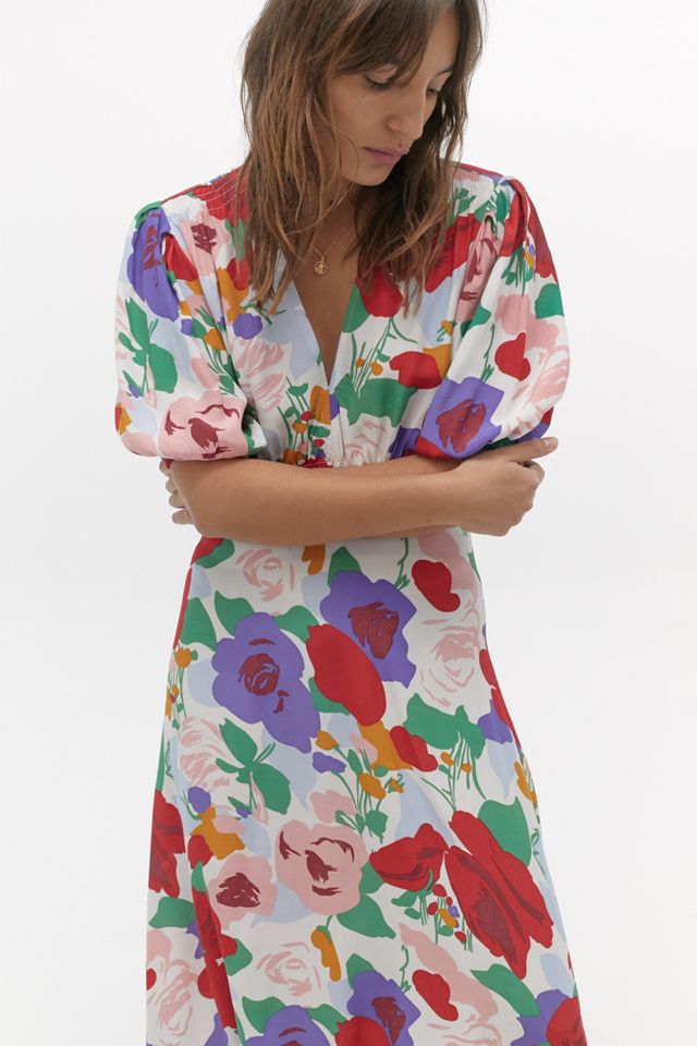 farm rio anika cotton printed midi dress Navy Blue Ainika Tropical Splendor Maxi Dress