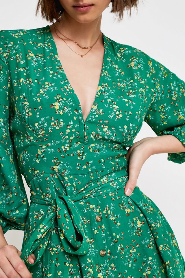 faithfull the brand green floral dress Pau Midi Dress Green main image 1