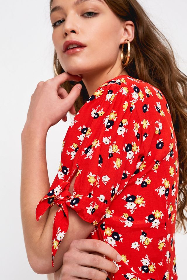 Faithfull The Brand Daphne Red Floral Mini Dress #1