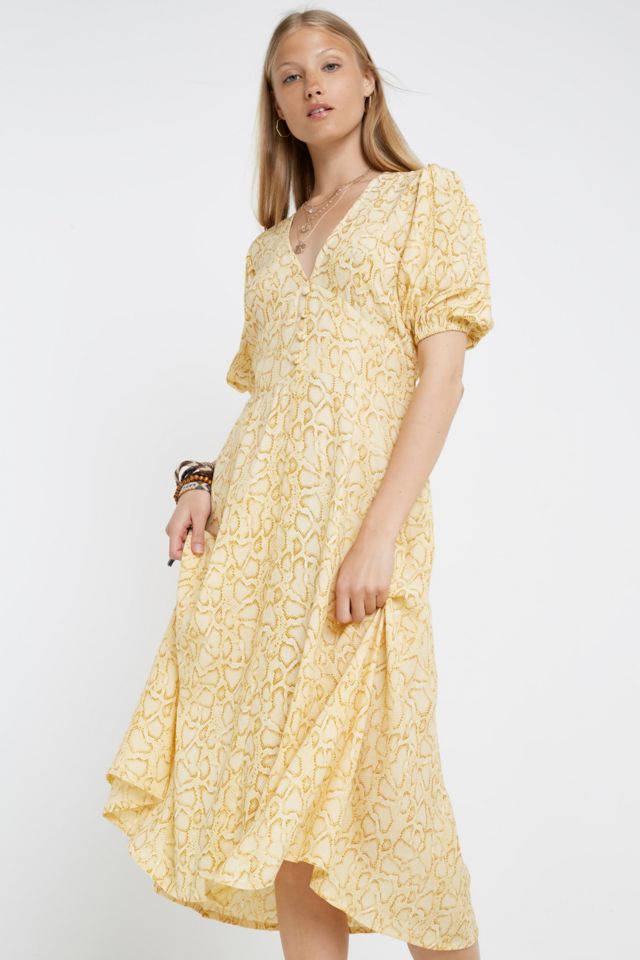 Faithfull The Brand Delia Snake Print Midi Dress | Urban Outfitters UK