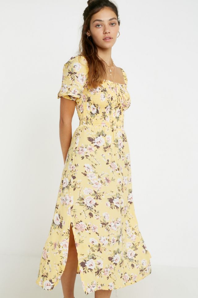 Faithfull The Brand Majorelle White Floral Midi Dress | Urban Outfitters UK