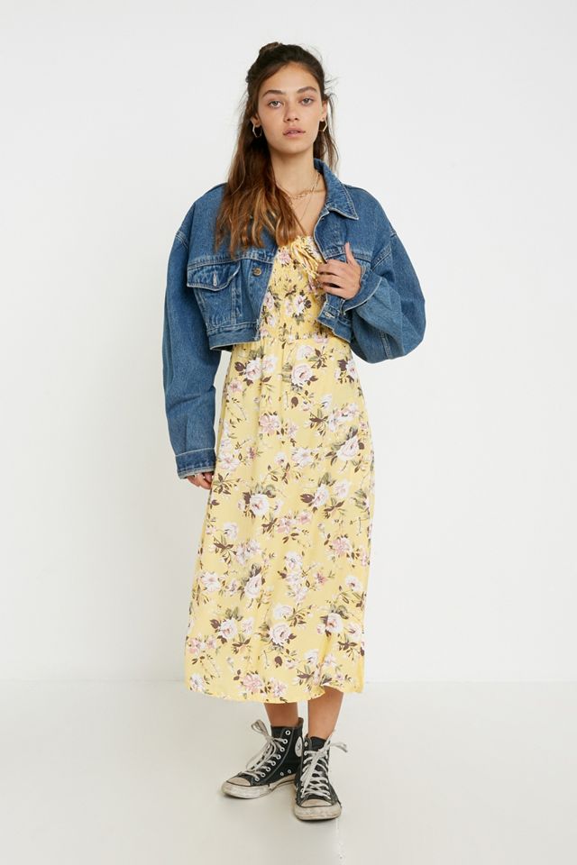 Faithfull The Brand Majorelle White Floral Midi Dress | Urban Outfitters UK