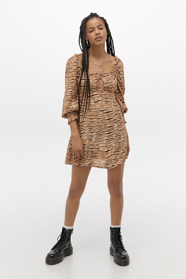 knee length dresses for ladies Ira Tie-Back Crepe Mini Dress in Blanche  LabelRow