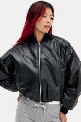 Blouson aviateur en similicuir noir Nike