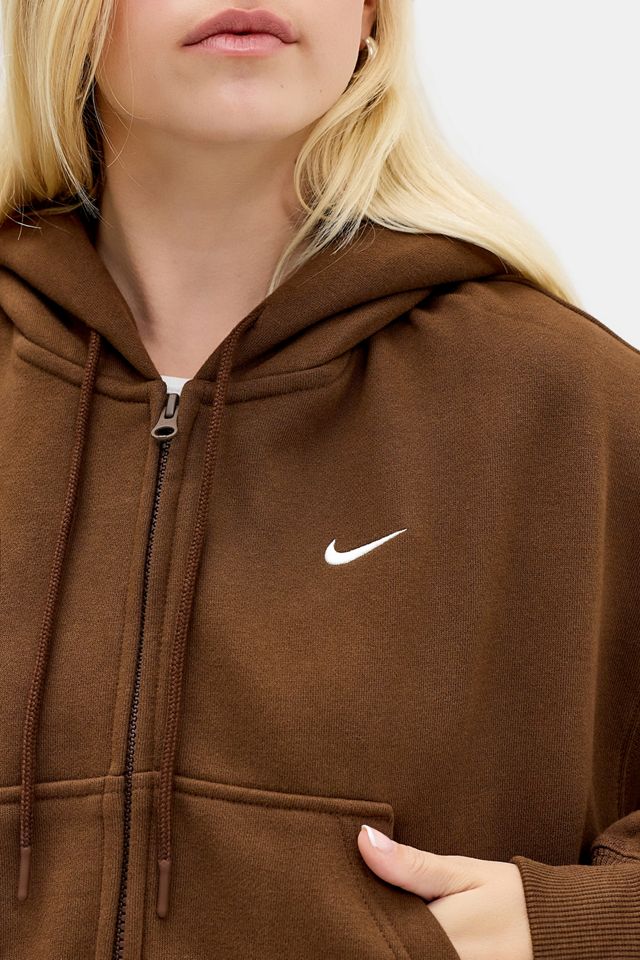 Nike Studio Brown Fleece Cropped Zip-Through Hoodie #2