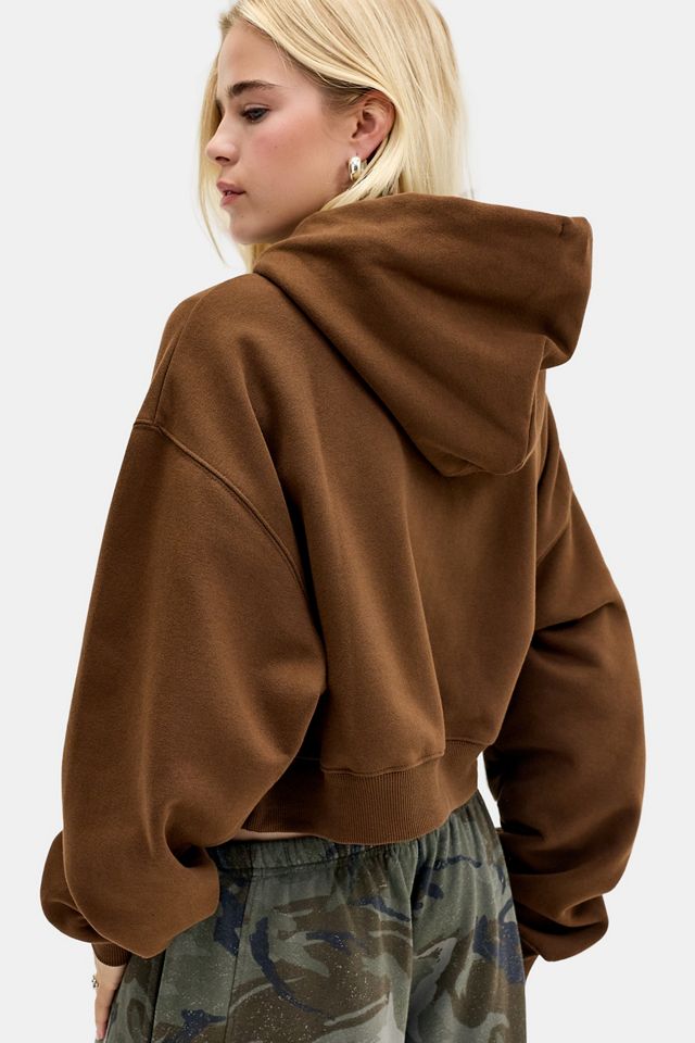 Nike Studio Brown Fleece Cropped Zip-Through Hoodie #3