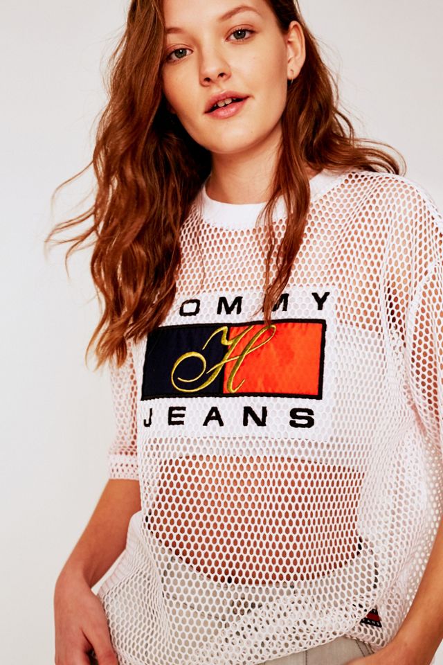 Tommy Jeans White Mesh T-Shirt #4