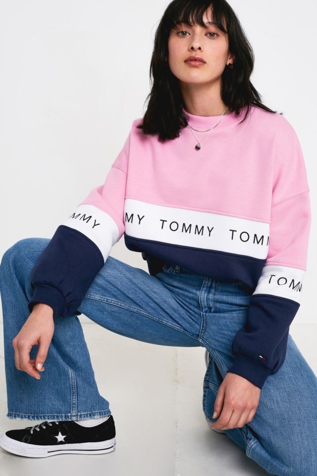 Tommy jeans colourblock stripe store crew neck sweatshirt