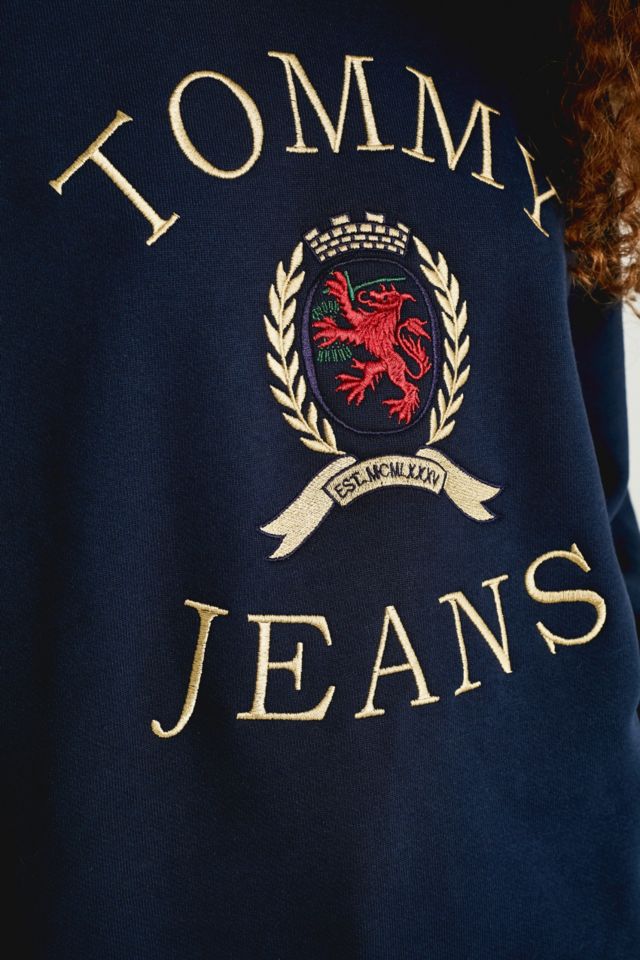 Tommy jeans 6.0 limited capsule crew neck sweatshirt clearance with crest logo in navy