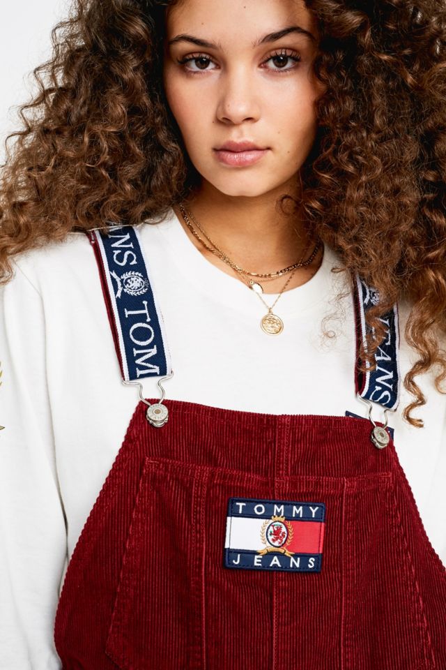 Tommy Hilfiger Crest Collection Corduroy Dungarees in Red