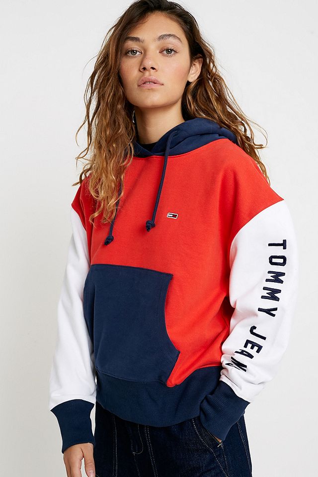 Tommy Jeans Colourblock Logo Hoodie | Urban Outfitters UK