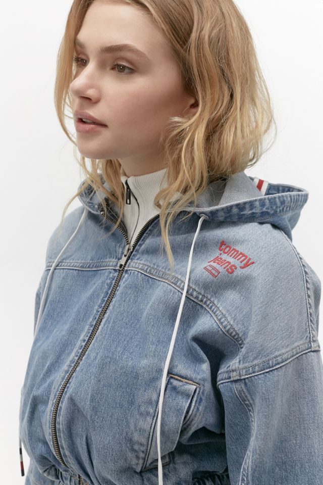 Tommy Hilfiger Hooded Cropped Denim Jacket