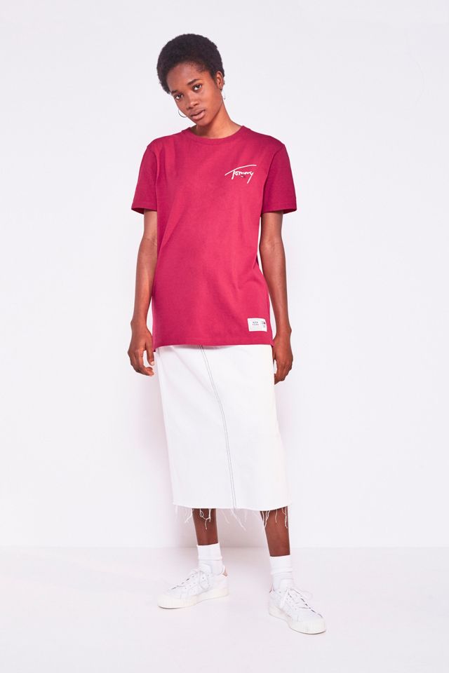 Tommy Jeans Vivid Pink Signature Logo Testo T-Shirt #4