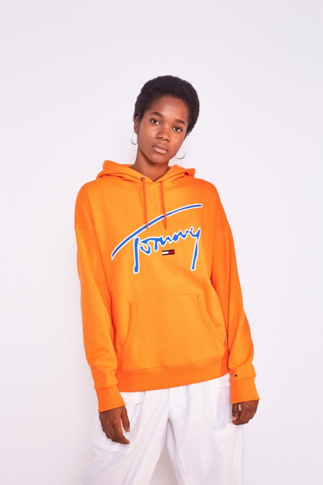 Tommy Jeans Sweat capuche embl matique orange avec logo texte