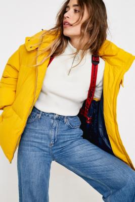 Tommy jeans yellow oversized hooded puffer hot sale jacket