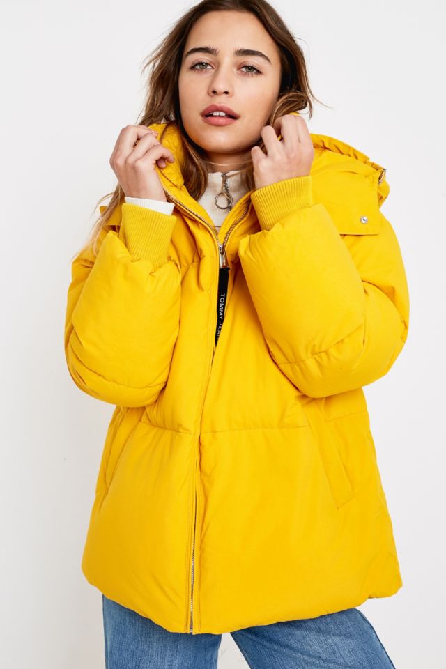 Tommy jeans yellow sales oversized hooded puffer jacket