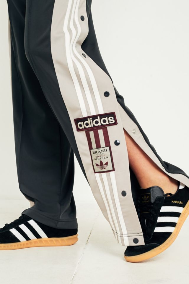 adidas originals adibreak 3-stripe grey taping popper track trousers