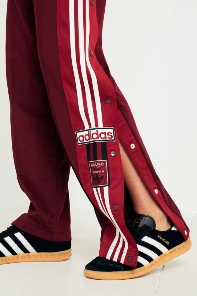 Adidas originals adibreak burgundy 3-stripe popper track trousers sale